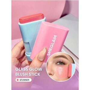 SHEGLAM Glass Glow Blush Stick – Stunner Shade  Dewy Lip & Cheek Balm Coral Tint